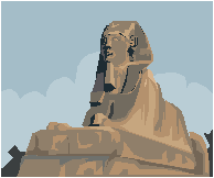 Clip Art of the sphinx of ancient Egypt: it had the body of a lion and the head of a king